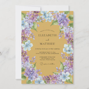 Senfblaue Wisterien-Hochzeit Einladung