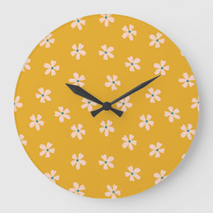 Senfblumen: Vintage-Ditsy-Blender Große Wanduhr