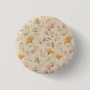 Senfblumen-Vintage-Reben-Botanik-Wurfdecke Button