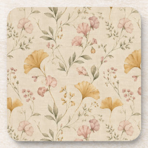 Senfblumen-Vintage-Reben-Botanik-Wurfdecke Getränkeuntersetzer