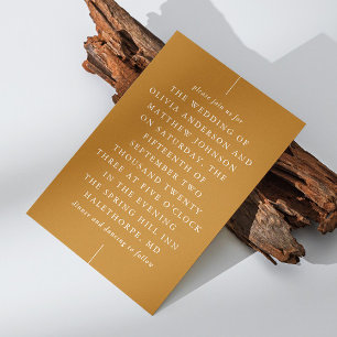 Senfbraune Herbsthochzeit Moderne Typografie Einladung