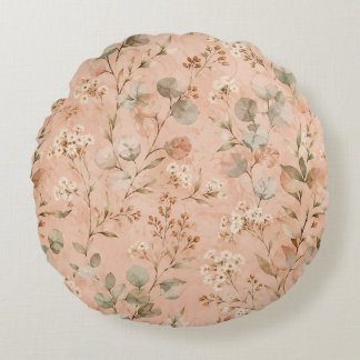 Senfgelb Blumen Vintage Rebe Botanischer Baby-Deck Rundes Kissen