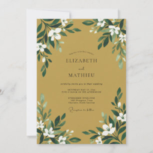 Senfgelb Elfenbein Weiße Blatt Hochzeit Einladung
