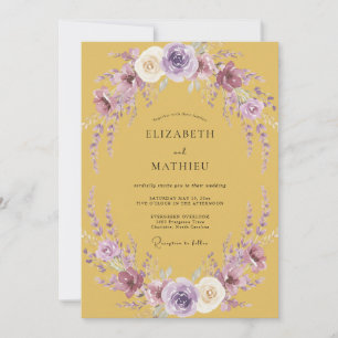 Senfgelb Lavendel Wisteria Hochzeit Einladung