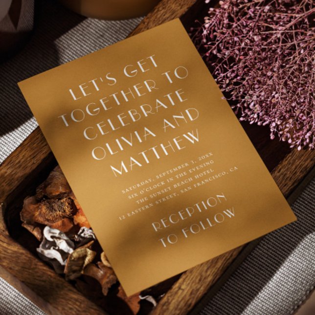 Senfgelb Moderne, einfache, minimalistische Hochze Einladung (Von Creator hochgeladen)