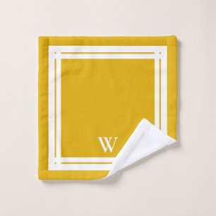 Senfgelb monogrammiertes minimalistisches Luxus-Sp Badhandtuch Set