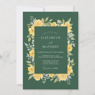Senfgelb Smaragdgrüne Hochzeit Einladung