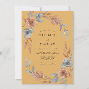 Senfgelb Stahl Aquarell Hochzeit Einladung