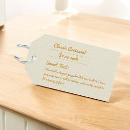 Senfgelb und Crembäckerei Elegante Verpackung Geschenkanhänger