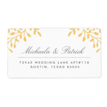 Senfgelb und karkochgraue Adressetiketten