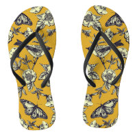 Senfgelb und Navy Vögel, Schmetterlinge und Blume