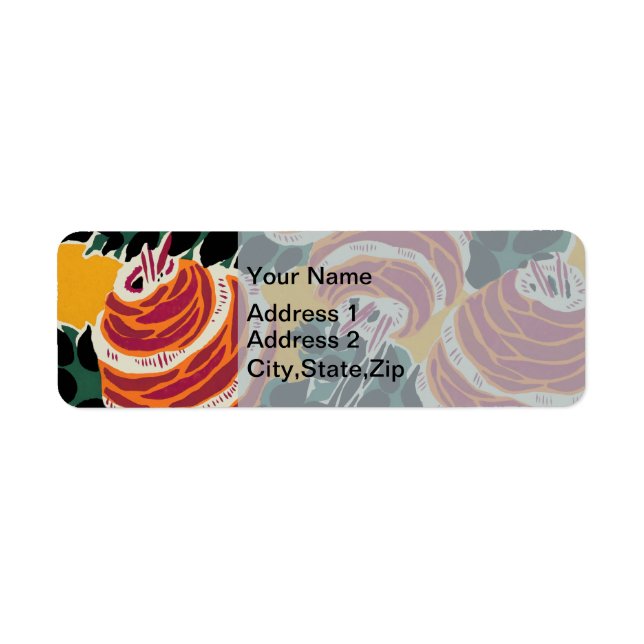 Senfgelb und Orange Art Deco Floral Dekor (Vorne)