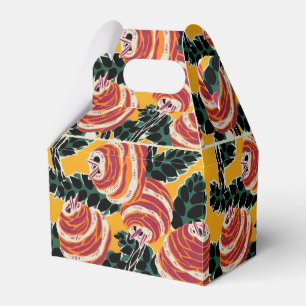 Senfgelb und Orange Art Deco Floraldekoration Geschenkschachtel