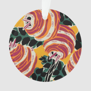 Senfgelb und Orange Art Deco Floraldekoration Ornament