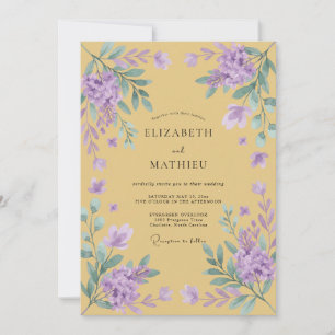 Senfgelb Violette Wisteria Hochzeit Einladung