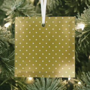 Senfgelb weißer Tupfenmuster  Ornament Aus Glas