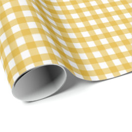 Senfgelb| Weißes Gingham Wrapping Paper Geschenkpapier