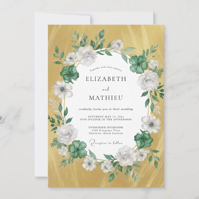 Senfgelbe Brautkrone Hochzeit Einladung (Vorderseite)