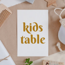 Senfgelbe, einfache, minimalistische Hochzeitskind Tischnummer