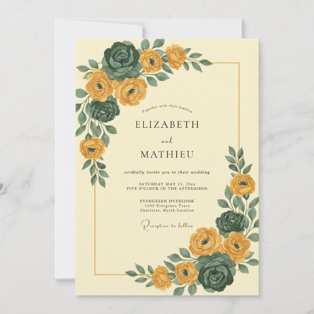 Senfgelbe Erdig Herbst Hochzeit Einladung (Vorderseite)