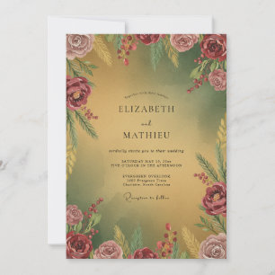 Senfgelbe Malven-Wildblumen-Hochzeit Einladung