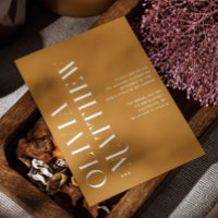 Senfgelbe minimalistische Hochzeit + QR-Details