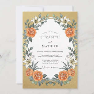 Senfgelbe Orange Lilien Hochzeit Einladung