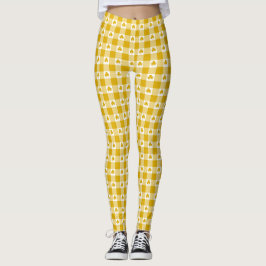 Senfgelbes Karo Shamrock Kleeblatt Retro-Farbe Leggings