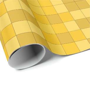 Senfgelbes Schachbrettmuster  Geschenkpapier