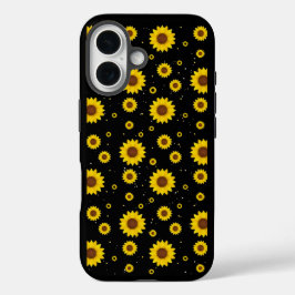 Senfgelbes Sonnenblumenmuster Schwarze iPhone-Hüll iPhone 16 Hülle