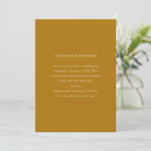 Senfgold Klassische Serif Minimalistische Hochzeit Einladung
