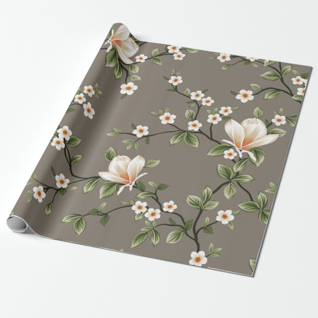 Senfkleine Blume mit grünen Blätter Geschenkpapier (Ungerollt)