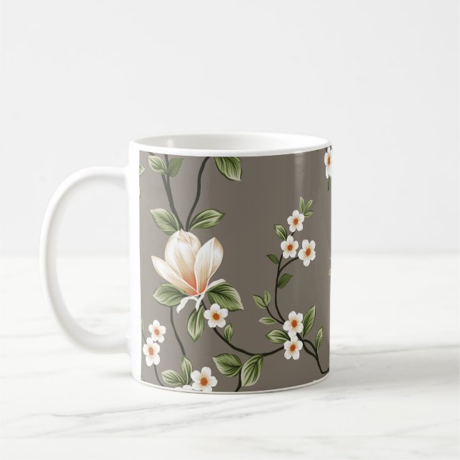 Senfkleine Blume mit grünen Blätter Kaffeetasse (Links)