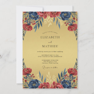 Senfrote Wilde Blumen Hochzeit Einladung
