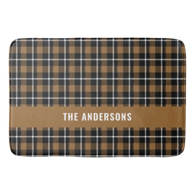 Senftartan moderne rustikale personalisierte Dekor Badematte (Vorderseite)