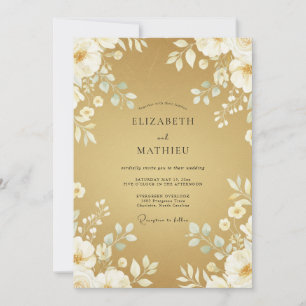 Senfweiße Blatt Hochzeit Einladung