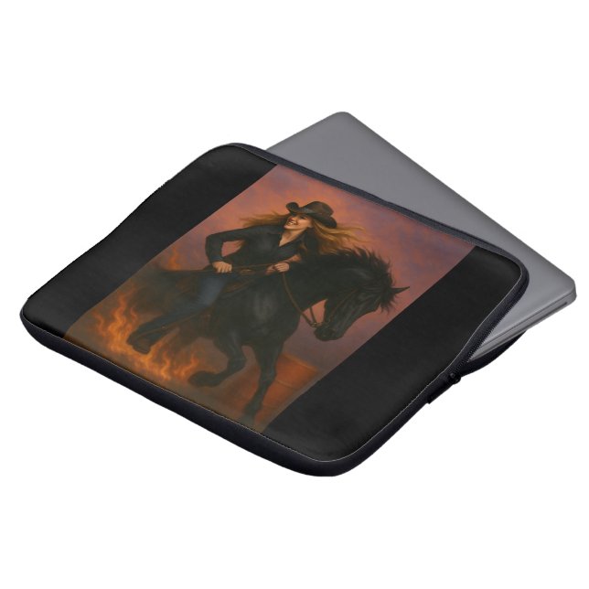 Sengend schnelles Barrel-Racing-Team! Laptopschutzhülle (Vorne Oben)