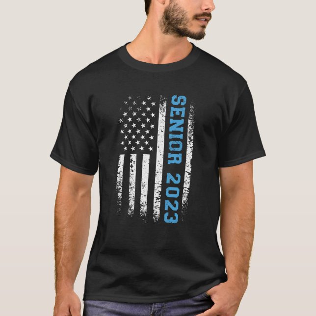 Senior 2023 American Flag USA Abschluss Class of T-Shirt (Vorderseite)
