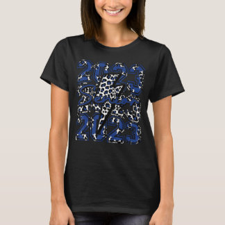 Senior 2023 Senior Lightning Bolt Leopard Blue T-Shirt