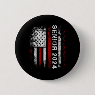 Senior 2024 American Flag USA Abschluss Class of Button