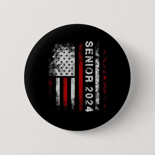Senior 2024 American Flag USA Abschluss Class of Button (Vorderseite)