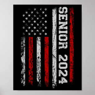Senior 2024 American Flag USA Abschluss Class of Poster