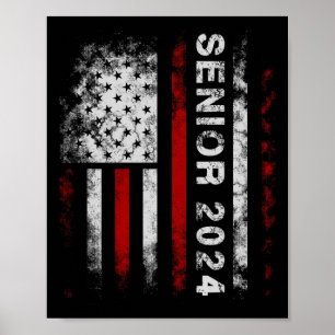 Senior 2024 American Flag USA Abschluss Class of Poster