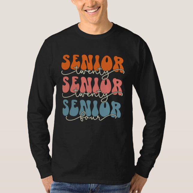 Senior 2024 Class Of 24 Retro Groovy Graduation Co T-Shirt (Vorderseite)
