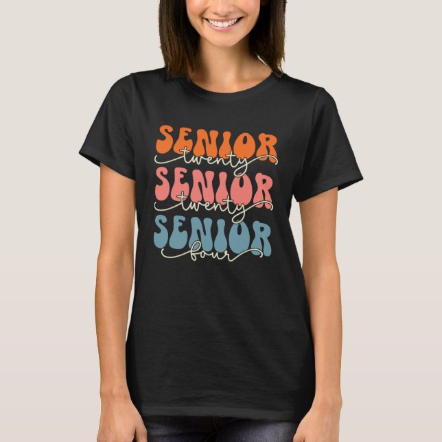 Senior 2024 Class Of 24 Retro Groovy Graduation Co T-Shirt (Vorderseite)