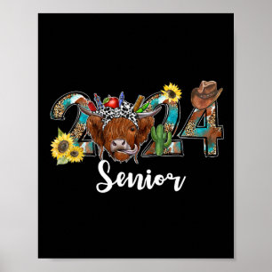 Senior 2024 Highland Cow Western Abschluss Class Poster