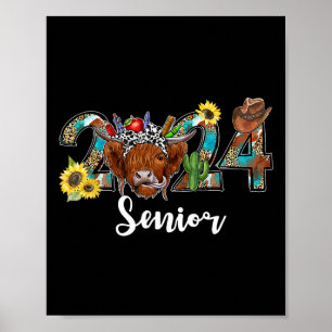 Senior 2024 Highland Cow Western Abschluss Class Poster