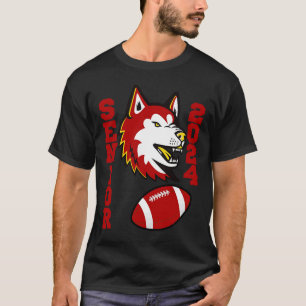 Senior 2024 Husky und Football T-Shirt