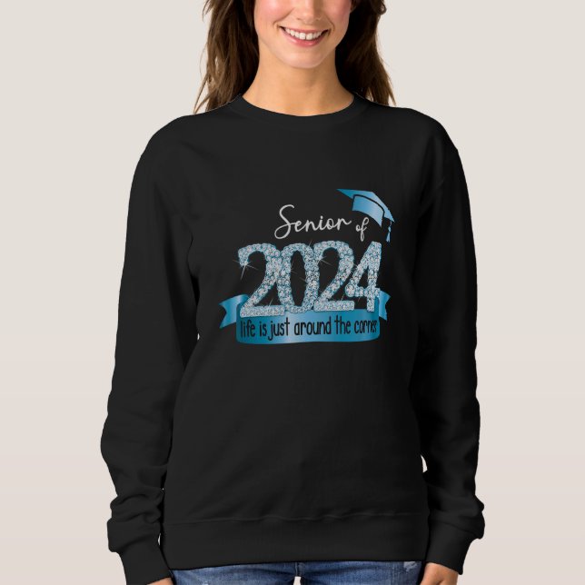 Senior 2024 I Motivational Quote Blue Black Party  Sweatshirt (Vorderseite)