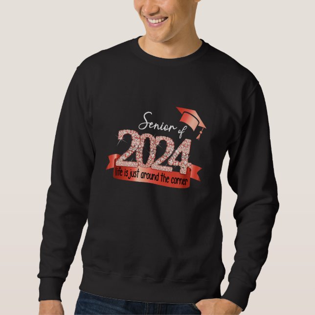 Senior 2024 I Motivational Quote Red Black Party O Sweatshirt (Vorderseite)